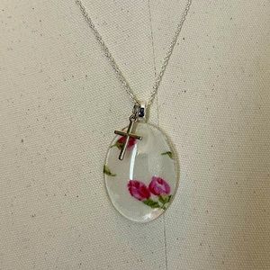 Silver bohemian style necklace with cross